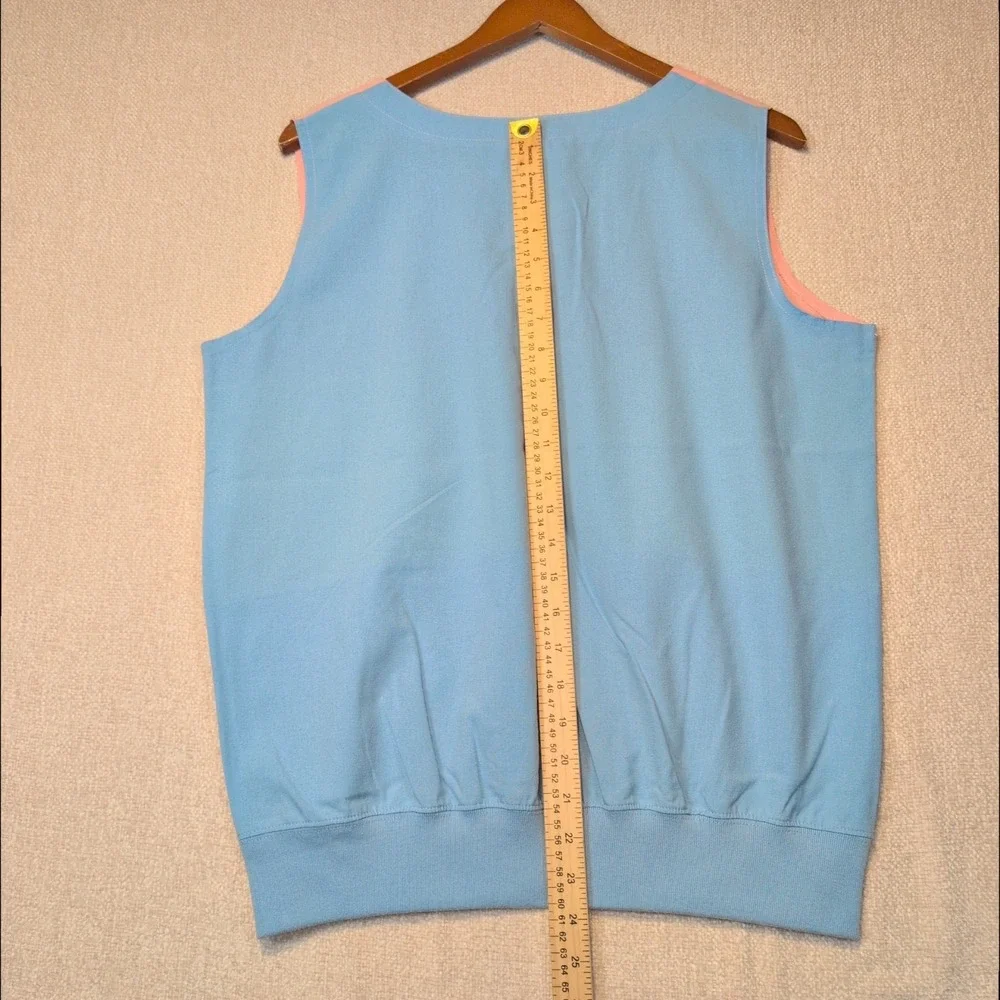 80's VTG Lg Pastel Color block Sleeveless Shirt with Ties Kensington Bay Club